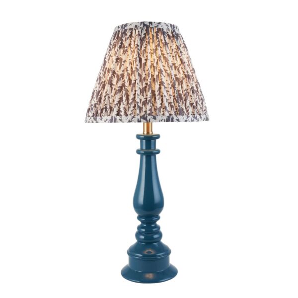 Endon Lighting - Myrtle & Leaf 25cm - 116343 - Blue Warm Brass Grey Table Lamp With Shade