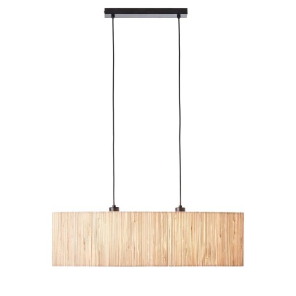 Endon Lighting - Longshore - 101692 - Natural Seagrass Black 2 Light Bar Ceiling Pendant Light