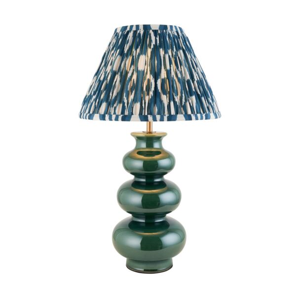 Endon Lighting - Monroe & Ikat 30cm - 116478 - Green Aged Brass Blue Ceramic Table Lamp With Shade