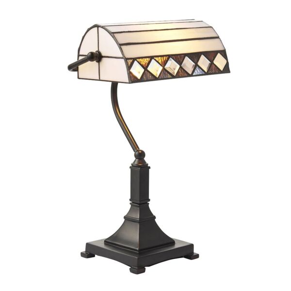 Interiors 1900 - Fargo - 70908 - Dark Bronze Tiffany Glass Task Table Lamp