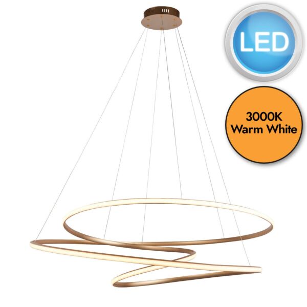 Flow - Satin Gold 130W LED Pendant