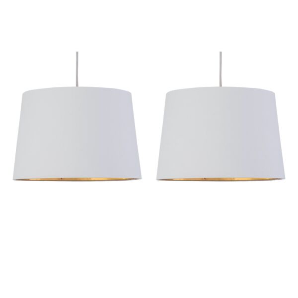 Set of 2 Zoey - White with Gold Inner Easy Fit Pendant or Lamp Shades