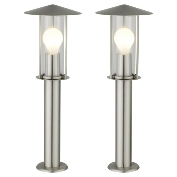 Set of 2 Treviso - Brushed Stainless Steel Outdoor Post Lights