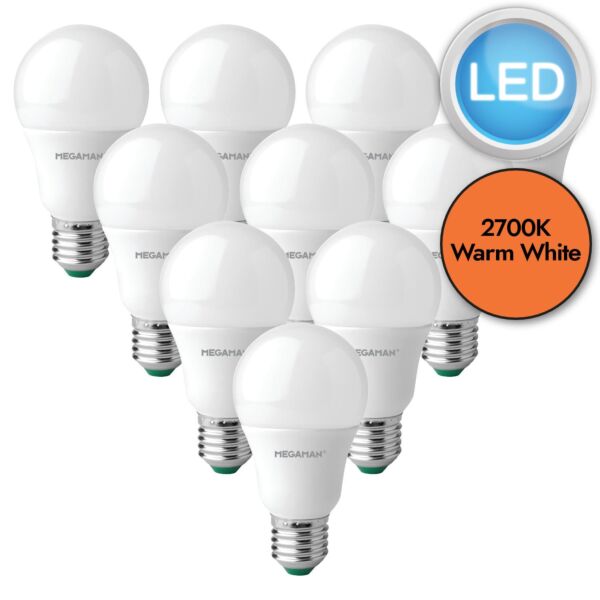 10 x 9.6W LED E27 Light Bulbs - Warm White