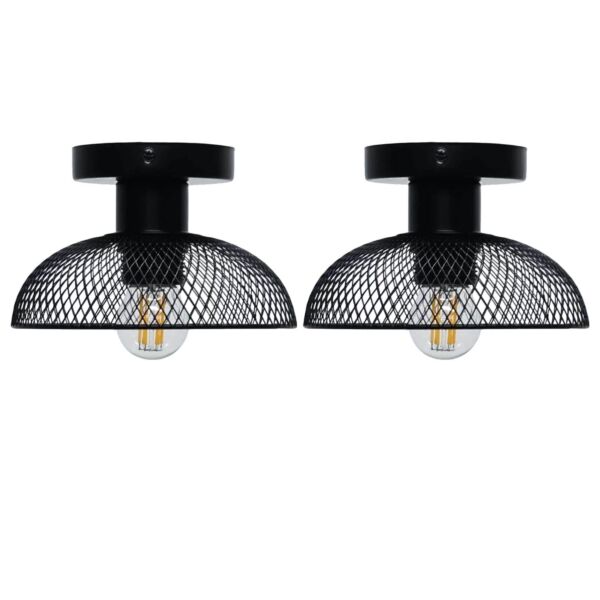 Set of 2 Cassidy - Small Black Mesh Ceiling Flush Lights