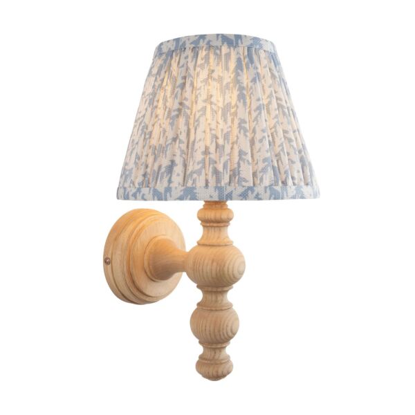 Endon Lighting - Bibury & Leaf 20cm - 114323 - Ash Wood Aged Brass Blue Wall Light