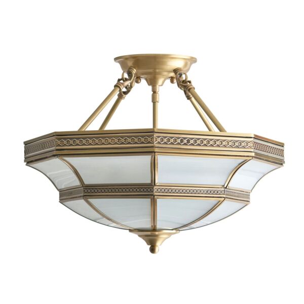 Interiors 1900 - Balfour - SN02P47 - Antique Brass Frosted Glass 4 Light Flush Ceiling Light