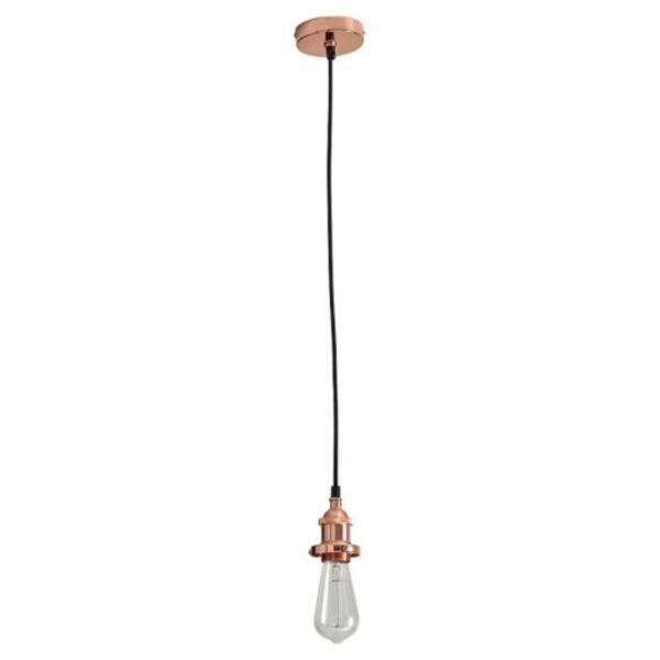 Flex Suspension - Polished Copper Pendant Kit with Black Fabric Cable