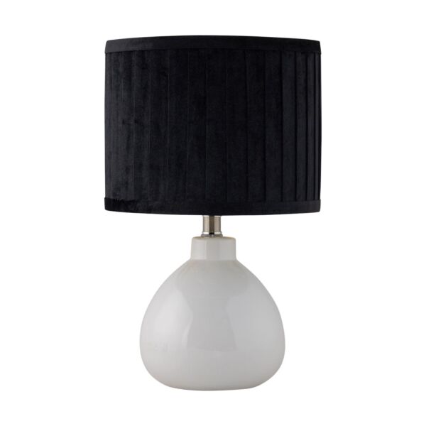 Tuscan - White Ceramic Lamp with Black Pleated Velvet Shade