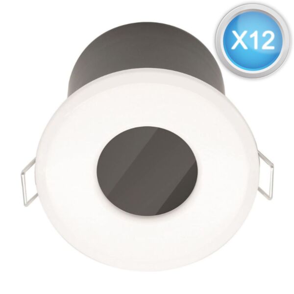 Set of 12 Fire Rated Bathroom Downlights - White IP65 Recessed Downlights