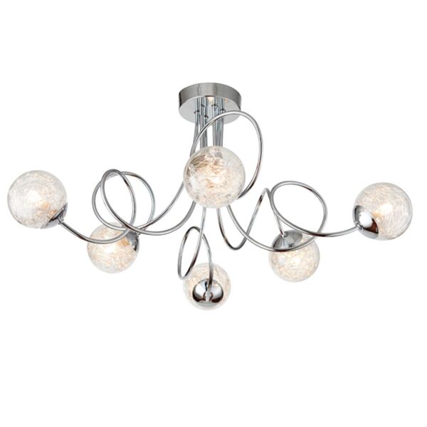Endon Lighting - Auria - 76349 - Chrome Clear Glass 6 Light Flush Ceiling Light