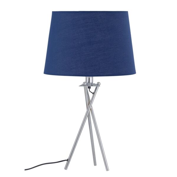 Tripod Table Lamp with Navy Cotton Fabric Shade