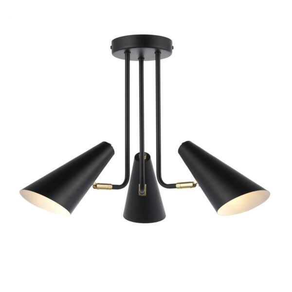 Dakotta - Matt Black & Brushed Gold Adjustable 3 Light Fitting