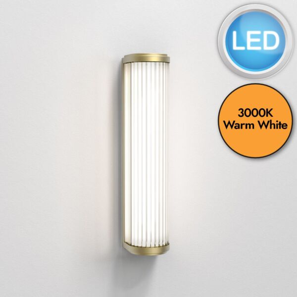 Astro Lighting - Versailles - 1380040 - LED Gold Clear Ribbed Glass IP44 Bathroom Strip Wall Light