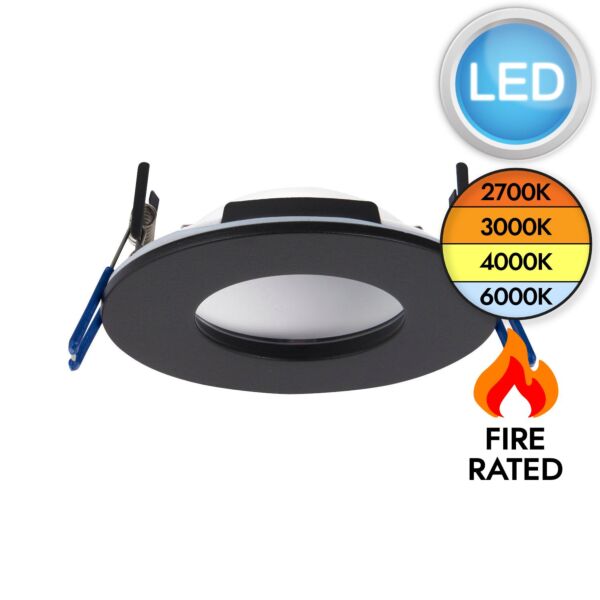 Saxby Lighting - OrbitalPRO - 102670 - LED Black IP65 Bathroom Recessed Fire Rated Ceiling Downlight