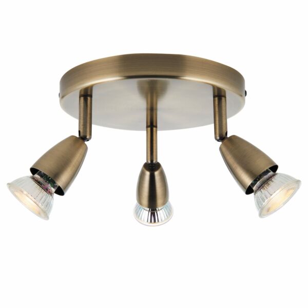 Saxby Lighting - Amalfi - 60997 - Antique Brass 3 Light Ceiling Spotlight