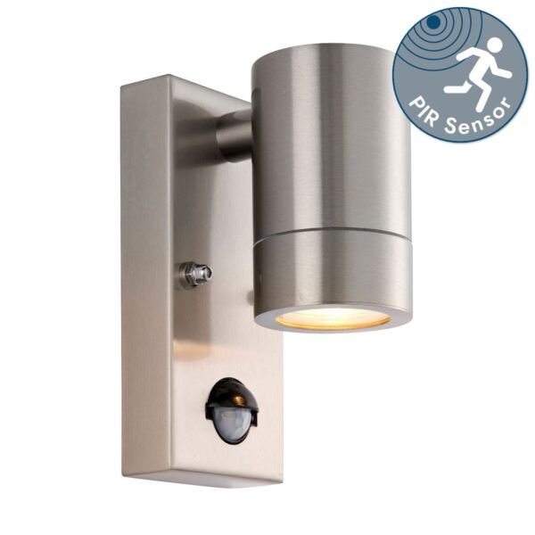 Saxby Lighting - Palin PIR - 101351 - Stainless Steel Clear Glass IP65 Outdoor Sensor Wall Light