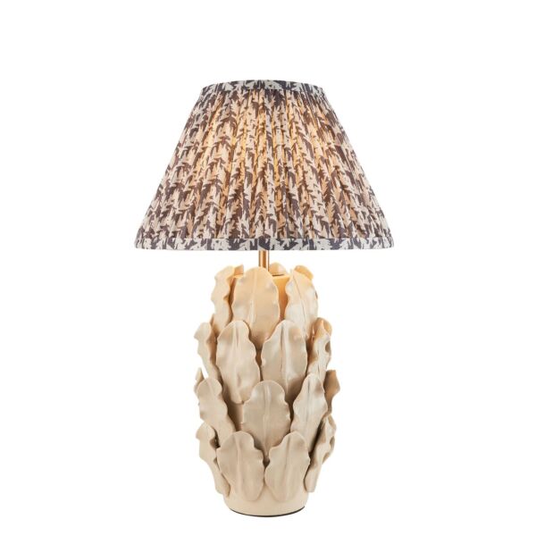 Endon Lighting - Layered Leaf & Leaf 30cm - 116424 - Cream Crackle Aged Brass Grey Ceramic Table Lamp With Shade