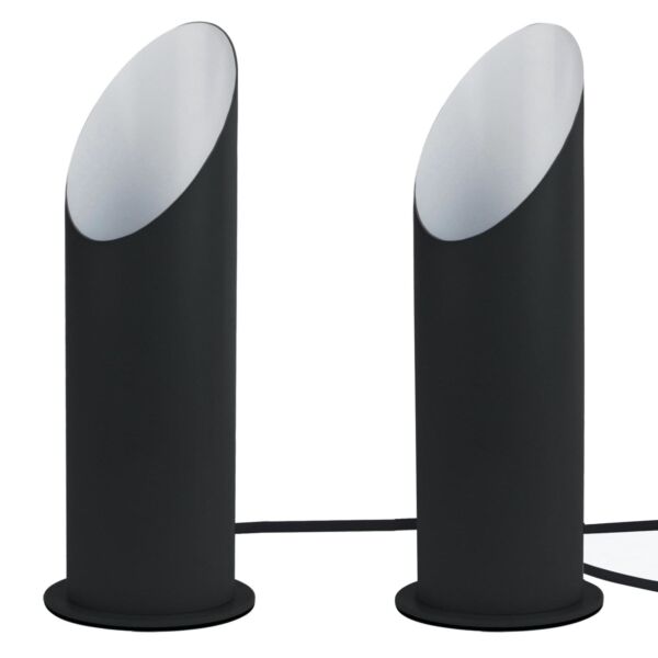 Set of 2 Black Metal Tubular Floor Uplights