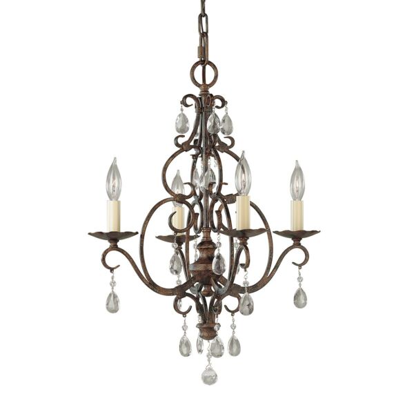 Feiss Lighting - Chateau - FE-CHATEAU4 - Bronze Clear Crystal Glass 4 Light Chandelier