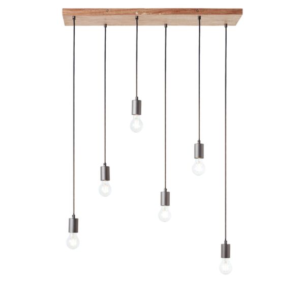 Endon Lighting - Stellan - 101684 - Wood Effect Anthracite 6 Light Ceiling Pendant Light