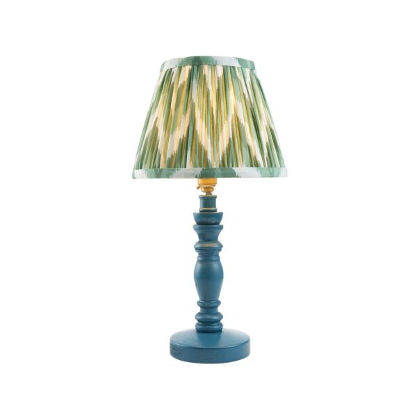 Endon Lighting - Bibury & Zigzag 20cm - 115089 - Blue Aged Brass Green Table Lamp With Shade