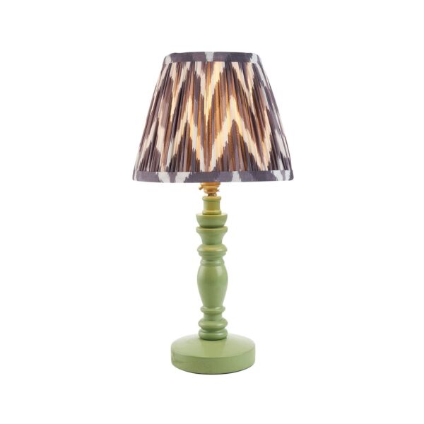 Endon Lighting - Bibury & Zigzag 20cm - 115935 - Green Aged Brass Grey Table Lamp With Shade