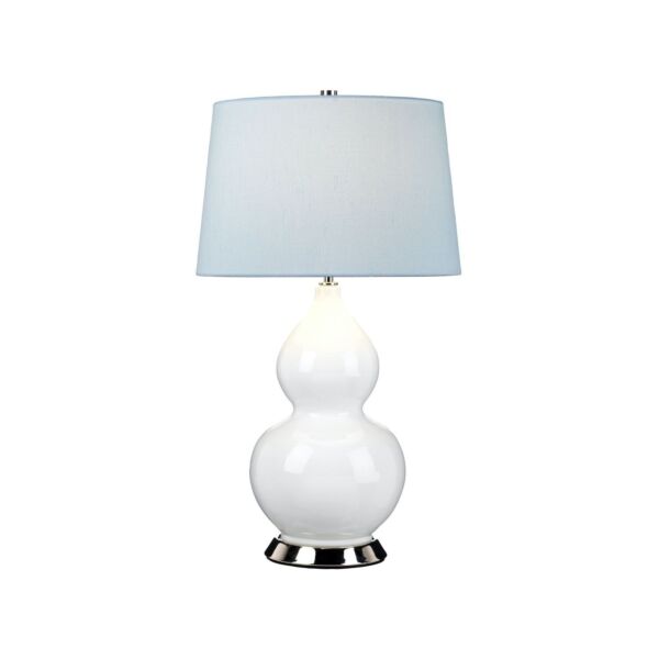 Elstead Lighting - Isla - ISLA-PN-TL-BLUE - White Nickel Blue Ceramic Table Lamp With Shade