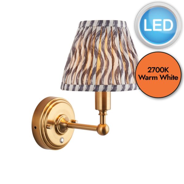 Endon Lighting - Burley Rechargeable & Ripple 16cm - 114822 - LED Aged Brass Grey Touch Wall Light