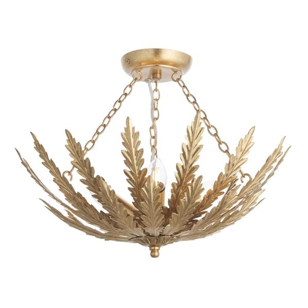 Endon Lighting - Delphine - 95039 - Gold Leaf 3 Light Flush Ceiling Light