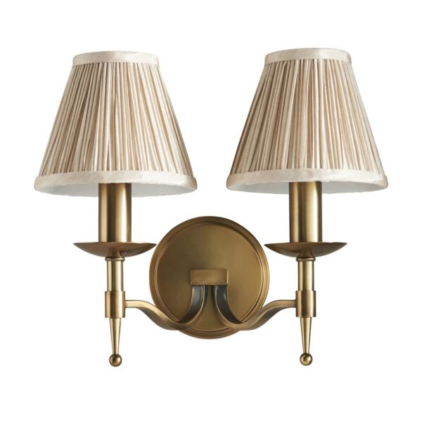 Interiors 1900 - Stanford - 63654 - Antique Brass Beige 2 Light Wall Light