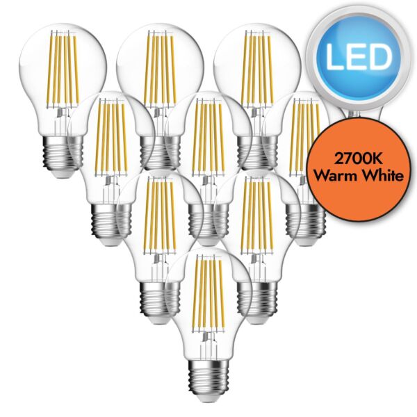 10 x 7.8W LED E27 Filament Dimmable Light Bulbs - Warm White