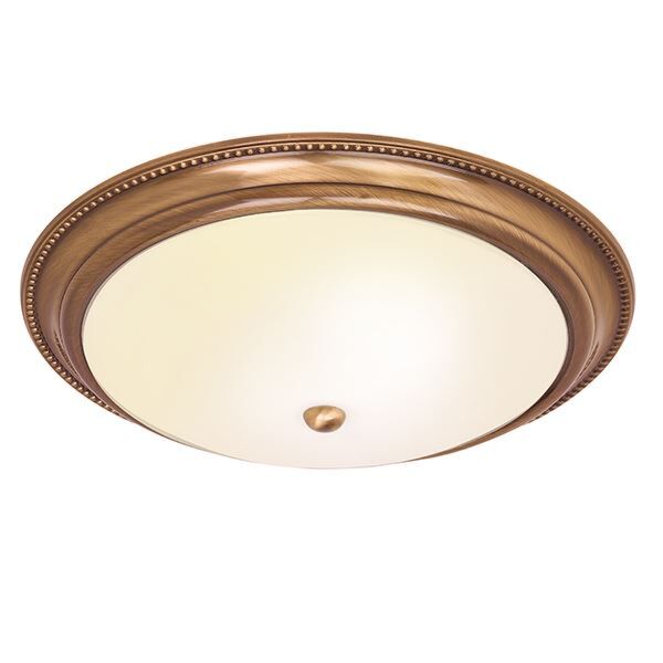 Endon Lighting - Atlas - 91121 - Antique Brass Frosted Glass 2 Light Flush Ceiling Light