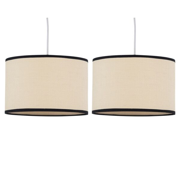 Set of 2 Kora - Natural Cane 25 cm Easy Fit Pendant Shades