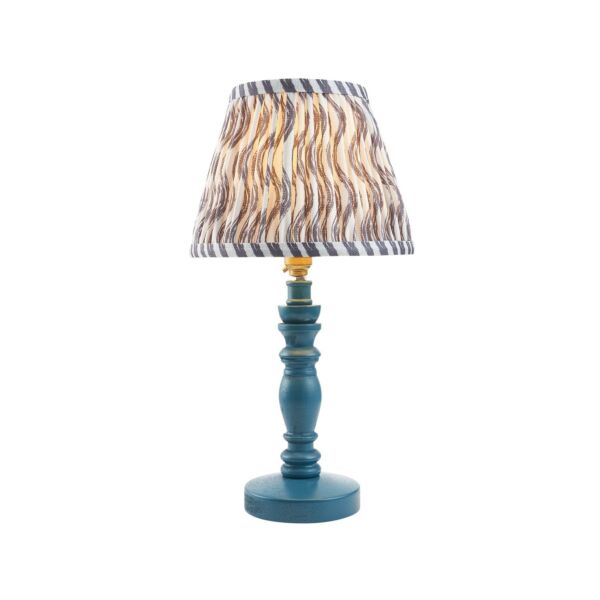 Endon Lighting - Bibury & Ripple 20cm - 115088 - Blue Aged Brass Grey Table Lamp With Shade