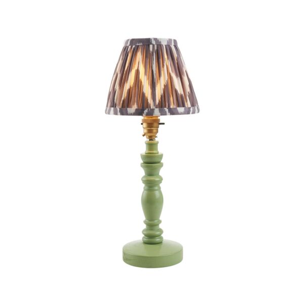 Endon Lighting - Bibury & Zigzag 16cm - 115871 - Green Aged Brass Grey Table Lamp With Shade