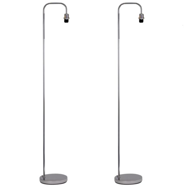 Set of 2 Chrome Arched Floor Lamps Base Only