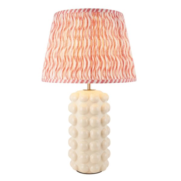 Endon Lighting - Bobble & Ripple 35cm - 116388 - White Crackle Aged Brass Pink Ceramic Table Lamp With Shade