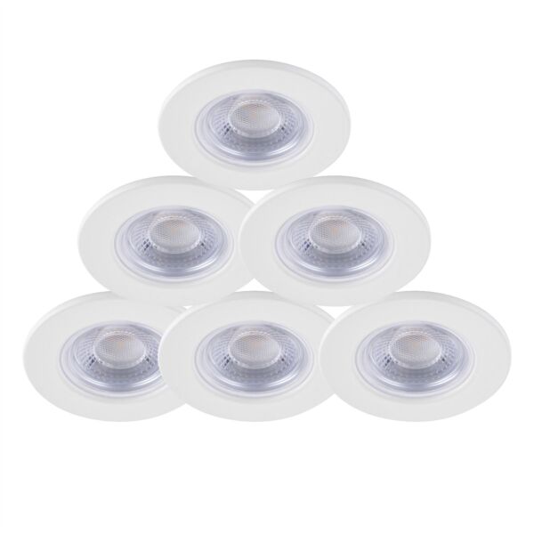 Set of 6 Matt White Fire Rated 6W LED 4000K Recessed Downlights