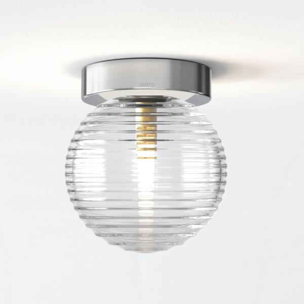 Astro Lighting - Tacoma - 5036003 & 1429029 - Chrome Clear Ribbed Glass IP44 Bathroom Ceiling Flush Light