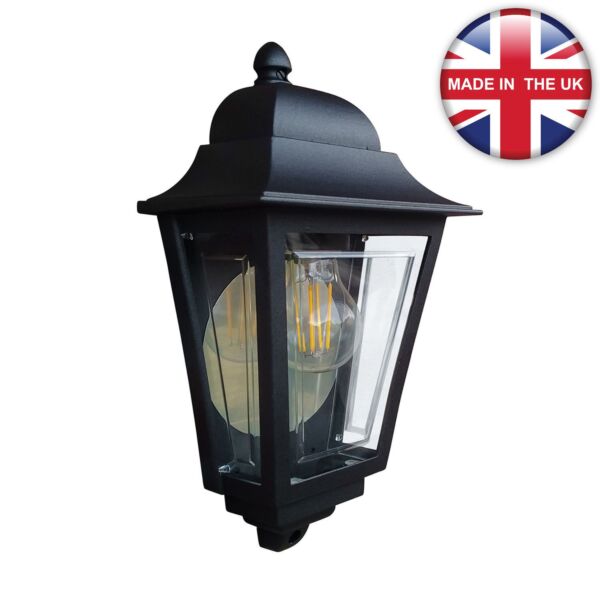 Elstead Lighting - Deco Lane - DECO-LANE7-BLACK - Black Clear IP44 Outdoor Half Lantern Wall Light