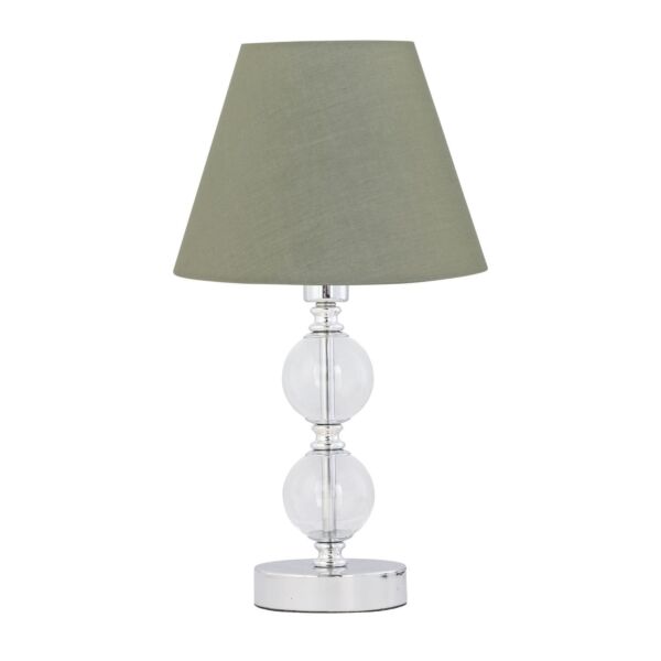 Chrome Two Ball Table Lamp with Sage Green Shade