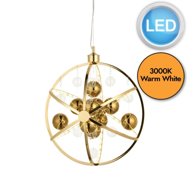 Endon Lighting - Muni - 102608 - LED Gold Clear Glass Ceiling Pendant Light