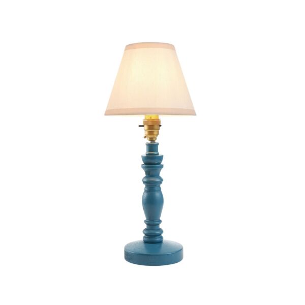 Endon Lighting - Bibury & Ivy 16cm - 115899 - Blue Aged Brass Vintage White Table Lamp With Shade