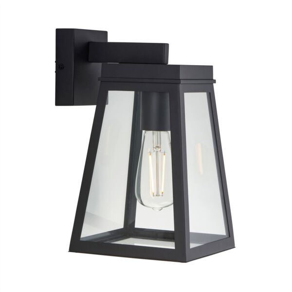 Endon Lighting - Lymington - 118762 - Black Clear Glass IP44 Outdoor Wall Light
