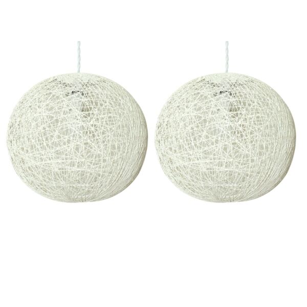 Set of 2 Abaca - White 14" Globe Ceiling Light Shades