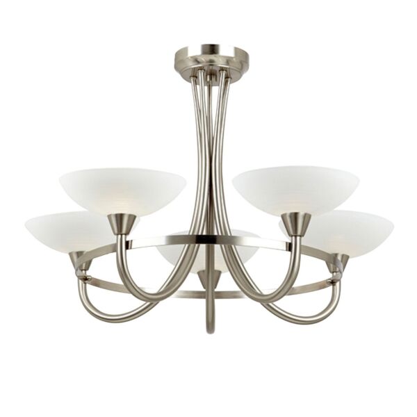 Endon Lighting - Cagney - CAGNEY-5SC - Chrome White Glass 5 Light Flush Ceiling Light