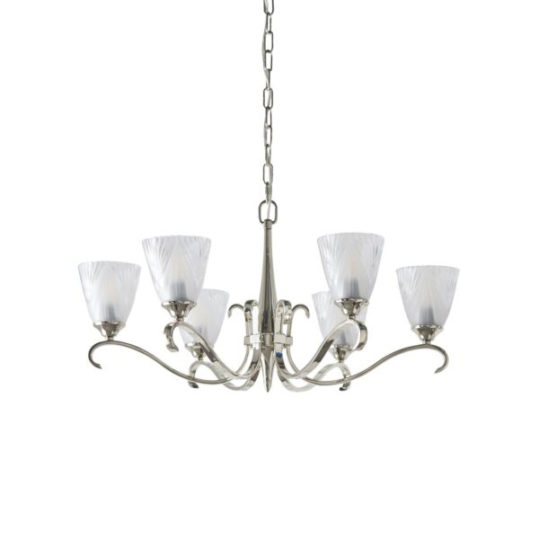 Interiors 1900 - Columbia - 63442 - Nickel Clear Frosted Glass 6 Light Ceiling Pendant Light