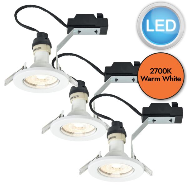 Nordlux - Set of 3 Canis 3-Kit 2700K - 49300101 - LED White Recessed Ceiling Downlights