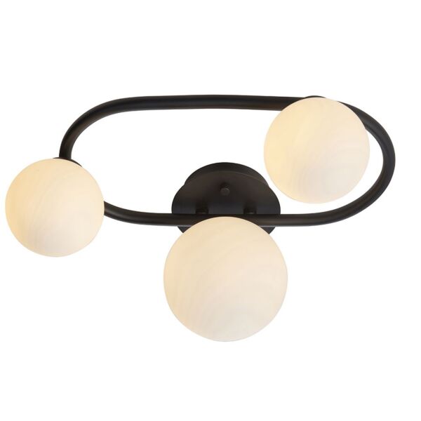 Endon Lighting - Pulsa - 93524 - Black White Glass 3 Light IP44 Bathroom Ceiling Light